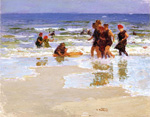 Edward Henry Potthast, At the Seashore Fine Art Reproduction Oil Painting