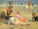 Edward Henry Potthast, Manhattan Beach Fine Art Reproduction Oil Painting