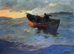 Edward Henry Potthast, Struggle for the Catch Fine Art Reproduction Oil Painting