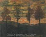 Egon Schiele, Four Trees Fine Art Reproduction Oil Painting