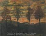Egon Schiele,  Four Trees Fine Art Reproduction Oil Painting