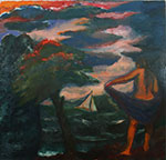 Elmer Bischoff, Figure, Boat, Clouds Fine Art Reproduction Oil Painting