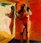Elmer Bischoff, Girl in Mirror  Fine Art Reproduction Oil Painting