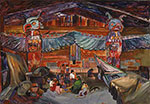 Emily Carr, Indian House Interior with Totems Fine Art Reproduction Oil Painting