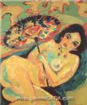 Ernst Ludwig Kirchner, Girl under a Japanese Parasol Fine Art Reproduction Oil Painting
