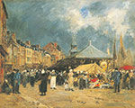 Eugene Boudin, The Fishmarket at Trouville Fine Art Reproduction Oil Painting