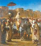 Eugene Delacroix, The Sultan of Morocco and his Entourage Fine Art Reproduction Oil Painting