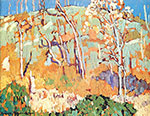 Francis H. Johnston, Patterned Hillside Fine Art Reproduction Oil Painting