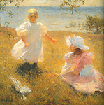 Frank W. Benson, The Sisters Fine Art Reproduction Oil Painting