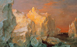 Frederic Edwin Church, Icebergs and Wreck in Sunset Fine Art Reproduction Oil Painting