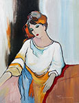 Itzchak Tarkay, Seated Woman Fine Art Reproduction Oil Painting