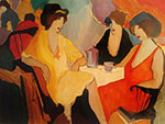 Itzchak Tarkay, Tea Party Fine Art Reproduction Oil Painting
