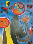 Joan Miro,  Ladders Cross the Blue Sky in a Wheel of Fire Fine Art Reproduction Oil Painting