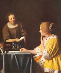 Johannes Vermeer, Mistress and Maid Fine Art Reproduction Oil Painting