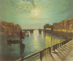 John Atkinson Grimshaw, Whitby Harbour by Moonlight Fine Art Reproduction Oil Painting