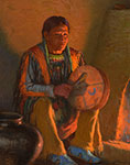 Joseph Henry Sharp,  Firelight Drummer Fine Art Reproduction Oil Painting