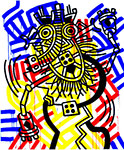 Keith Haring, Red, Yellow, and Blue Fine Art Reproduction Oil Painting