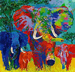 Leroy Neiman, Elephant Charge Fine Art Reproduction Oil Painting