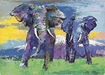 Leroy Neiman, Kilimanjaro Bulls Fine Art Reproduction Oil Painting