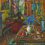 Margaret Hannah Olley, Cornflowers and Interior Fine Art Reproduction Oil Painting