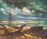 Maurice de Vlaminck, Boats at Low Tide Fine Art Reproduction Oil Painting