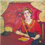 Max Pechstein, Girl in Red with Parasol Fine Art Reproduction Oil Painting