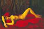 Moise Kisling,  Large Red Nude on a Sofa Fine Art Reproduction Oil Painting