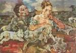 Oscar Kokoschka, Lovers with Cat Fine Art Reproduction Oil Painting