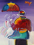 Peter Max, Umbrella Man Fine Art Reproduction Oil Painting