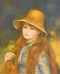 Pierre August Renoir, Girl with a Straw Hat Fine Art Reproduction Oil Painting