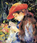 Pierre August Renoir, Miss Marie Therese Durand Ruel Sewing Fine Art Reproduction Oil Painting
