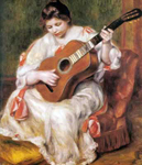 Pierre August Renoir, Woman Playing Guitar Fine Art Reproduction Oil Painting