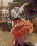 Pino Daeni, Flamenco in Red Fine Art Reproduction Oil Painting