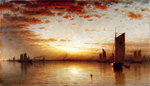 Sanford Robinson Gifford, A Sunset, Bay of New York Fine Art Reproduction Oil Painting