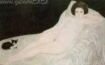 Tsuguharu Foujita, Reclining Nude with a Cat Fine Art Reproduction Oil Painting