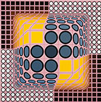 Victor Vasarely, Pink Composition Fine Art Reproduction Oil Painting