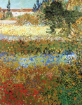 Vincent Van Gogh, Flowering Garden (Thick Impasto Paint) Fine Art Reproduction Oil Painting