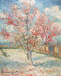 Vincent Van Gogh, Pink Peach Trees (Thick Impasto Paint) Fine Art Reproduction Oil Painting