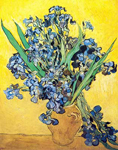 Vincent Van Gogh, Still Life: Vase with Irises (Thick Impasto Paint) Fine Art Reproduction Oil Painting