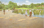 William Merritt Chase, Lake for Minature Sailboats, Central Park Fine Art Reproduction Oil Painting