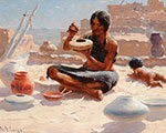 William Robinson Leigh, Hopi Pottery Painter, Walpi, Arizona Fine Art Reproduction Oil Painting