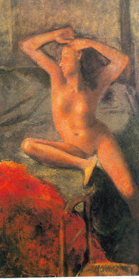 riproduzione-quadri-di Balthasar Balthus Nudo con braccia alzate