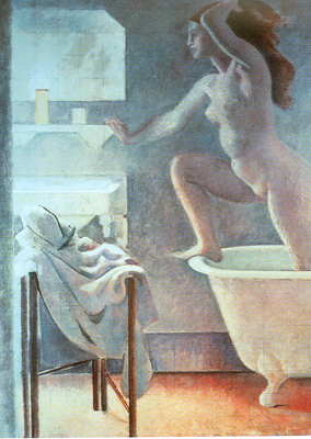 riproduzione-quadri-di Balthasar Balthus Uscire da un bath