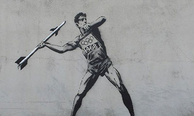 riproduzione-quadri-di Banksy Javelin Thrower