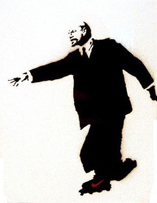 riproduzione-quadri-di Banksy Lenin su Rollerblades