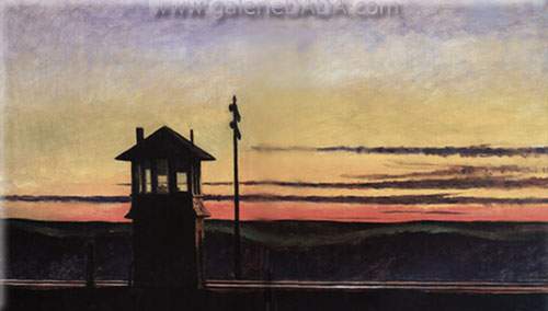 riproduzione-quadri-di Edward Hopper Ferrovia Sunset