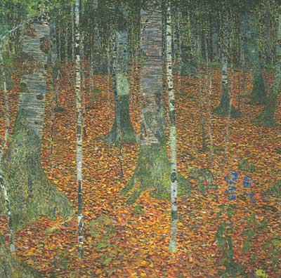 riproduzione-quadri-di Gustave Klimt Foresta di betulla