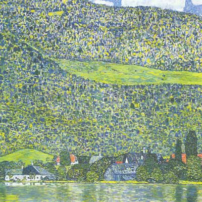 riproduzione-quadri-di Gustave Klimt Litzberg sull'Attersee