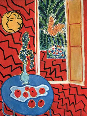riproduzione-quadri-di Henri Matisse Interno rosso, ancora su un tavolo blu
