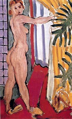 riproduzione-quadri-di Henri Matisse Un Nude in piedi davanti a una porta a penna